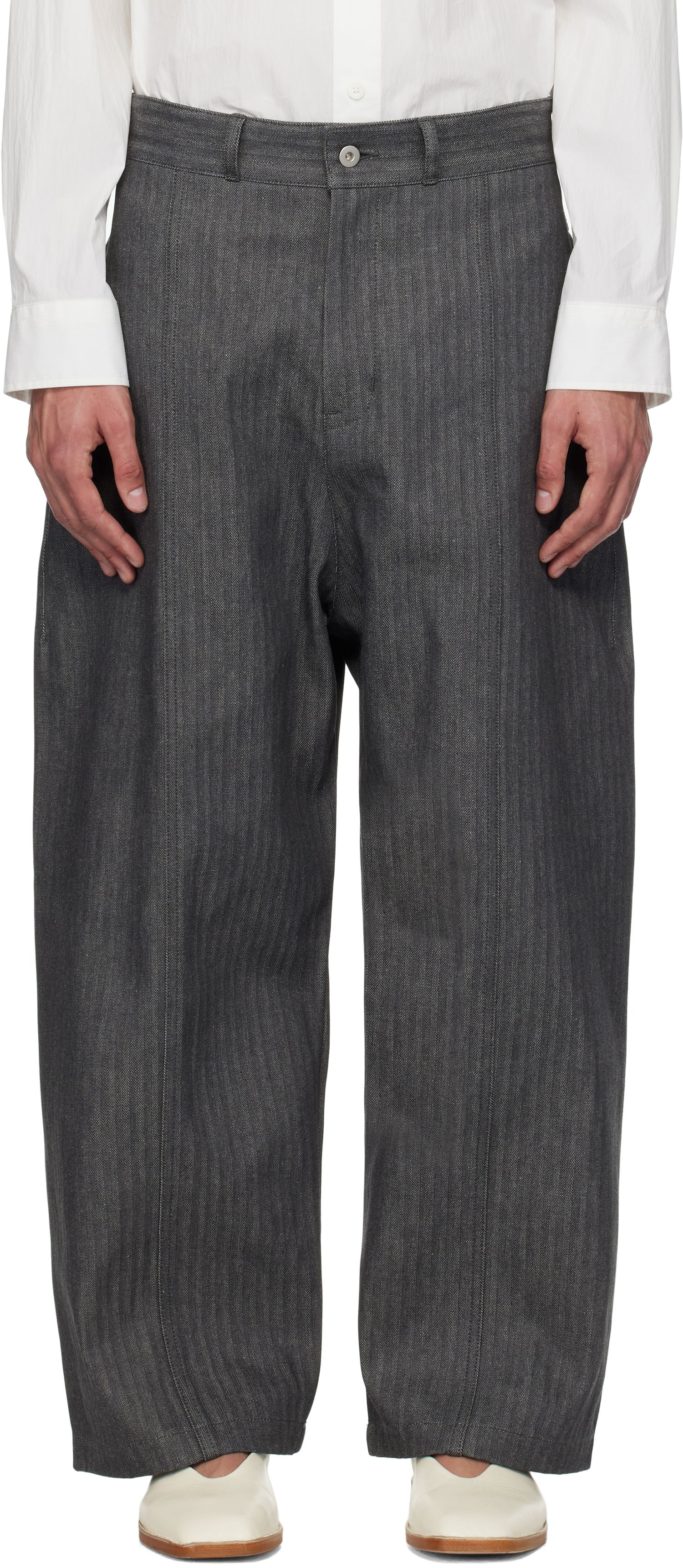 Nohavice sage NATION SAGE NATION Welt Striped Trousers Šedá | S083 WELT TROUSER DENIM, 0