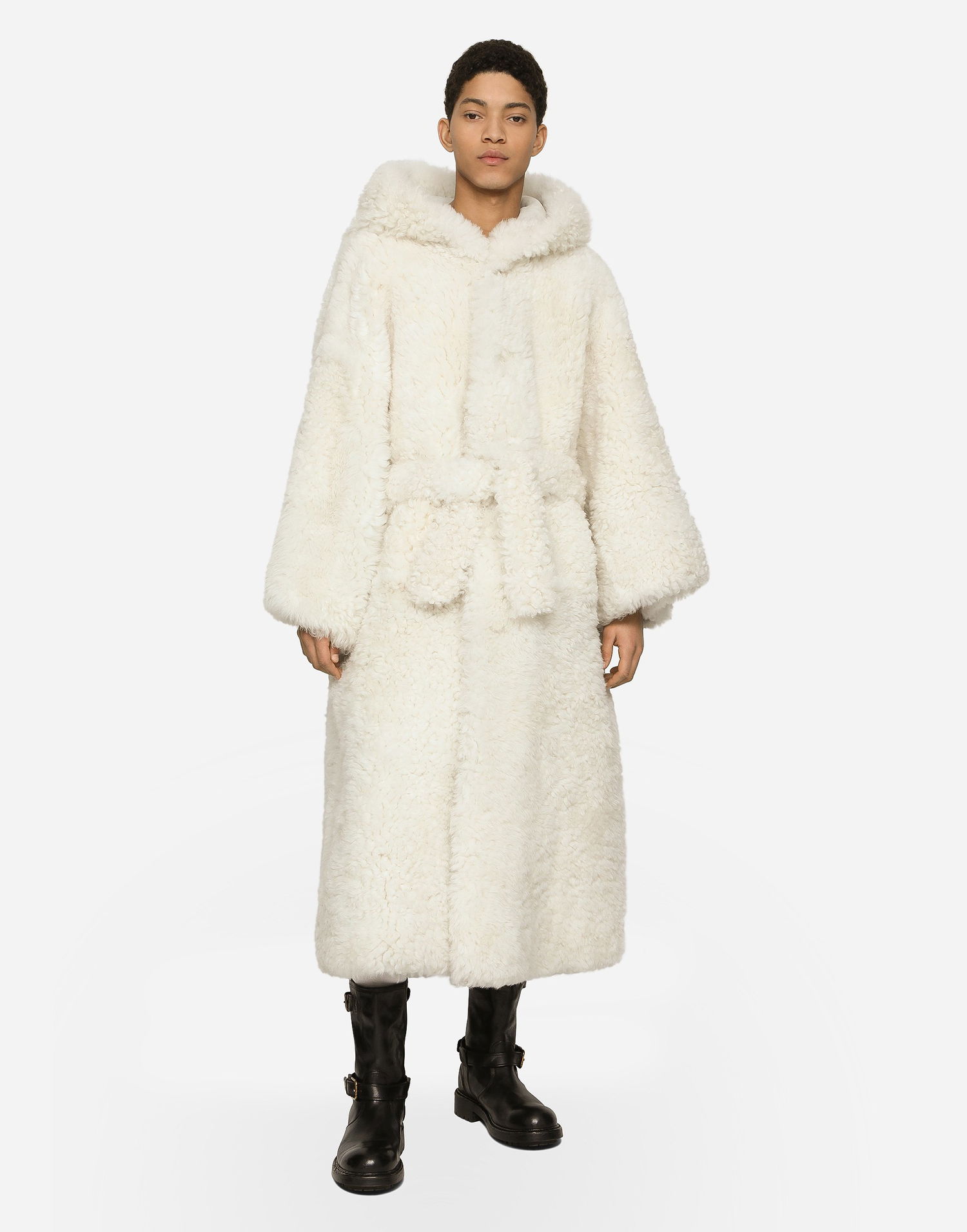 Kabáty Dolce & Gabbana Dolce & Gabbana Shearling Hooded Coat Biela | G041ILFUP7ZW0001, 1