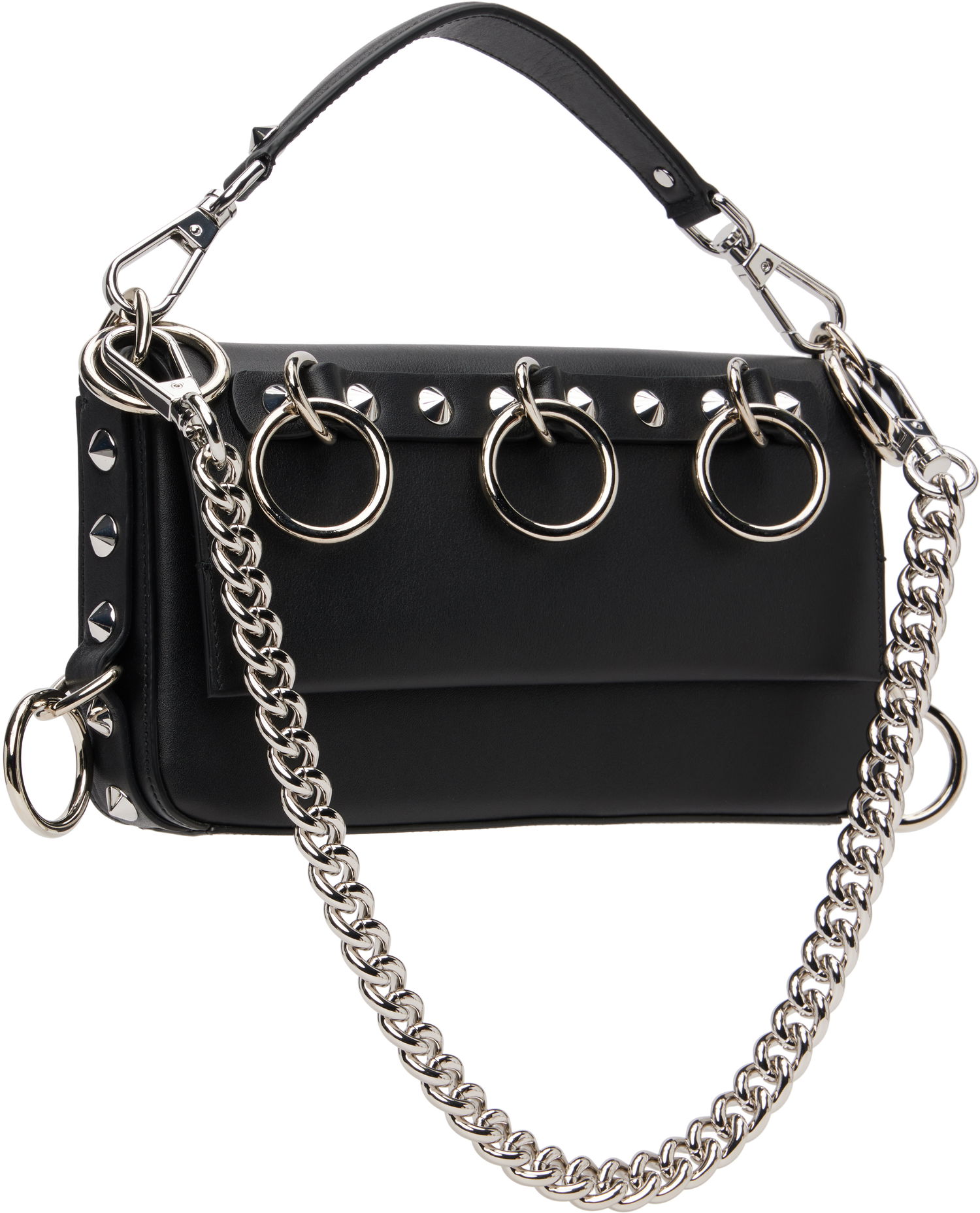 Kabelka R13 Vivian Studded O-Ring Chain Bag Čierna | R13WA061-A001, 1