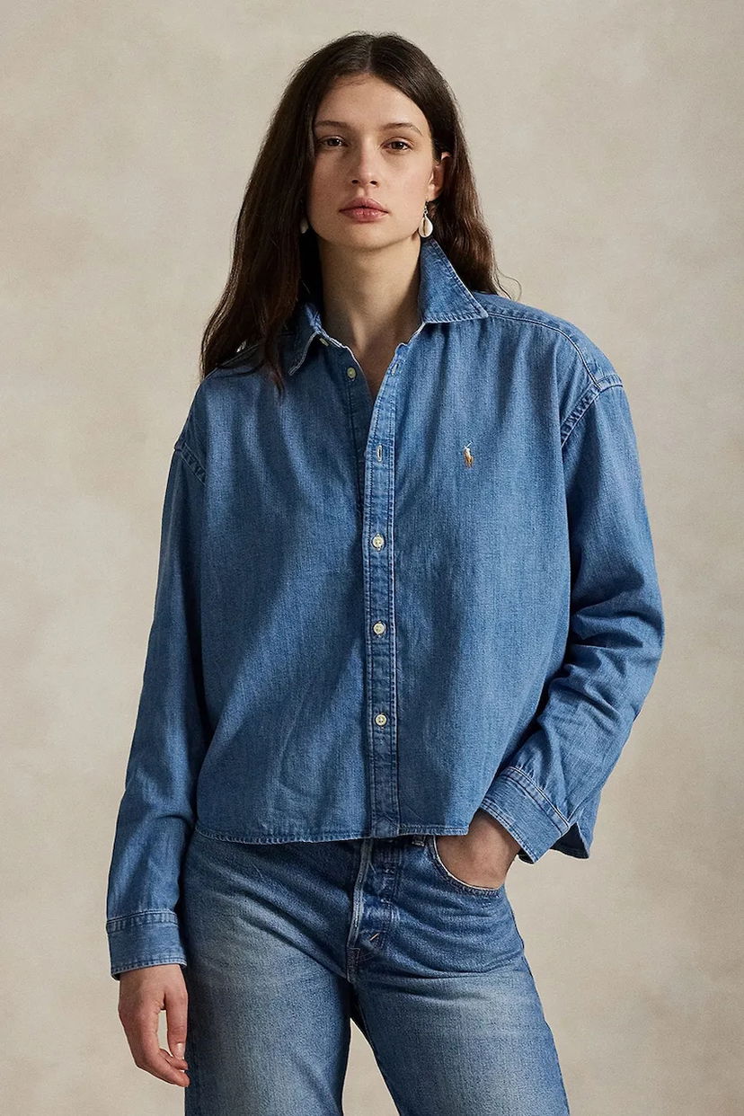 Košeľa Polo by Ralph Lauren Relaxed Fit Denim Shirt with Classic Collar by Polo Ralph Lauren Modrá | 211969457