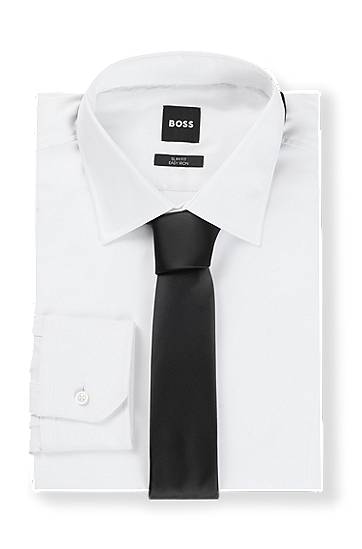 Doplnky BOSS Silk-blend tie with a plain weave Čierna | 50530106, 1