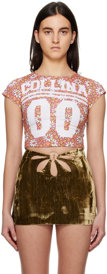 Crop Top Collina Strada Collina Strada Floral Print Cropped T-Shirt Ružová | XX3236 DEADSTOCK JERSEY, 0