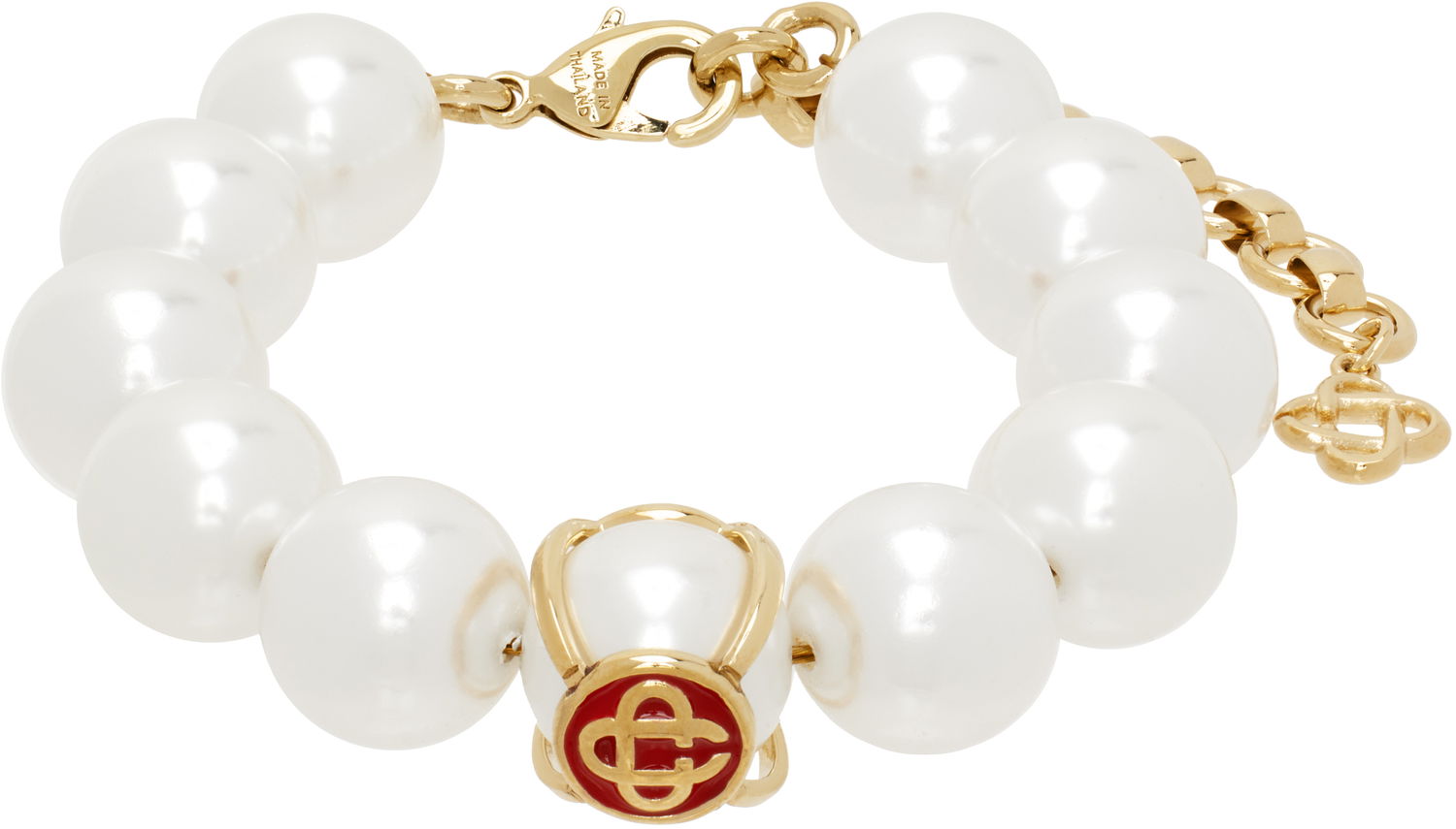 Náramok Casablanca Logo Faux-Pearl Bracelet with Gold-Tone Hardware Metalická | APS25-JW-257-01, 0