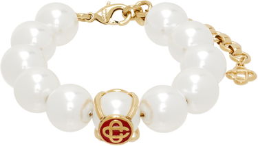 Náramok Casablanca Logo Faux-Pearl Bracelet with Gold-Tone Hardware Metalická | APS25-JW-257-01, 0