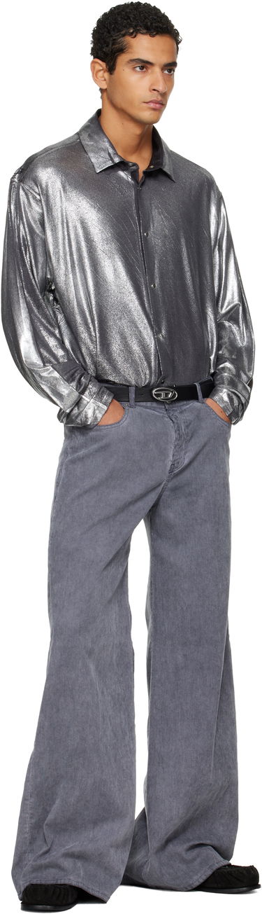 Košeľa Diesel Foiled Long-Sleeve Button-Up Shirt Metalická | A19410-0NKCU-9AW, 4