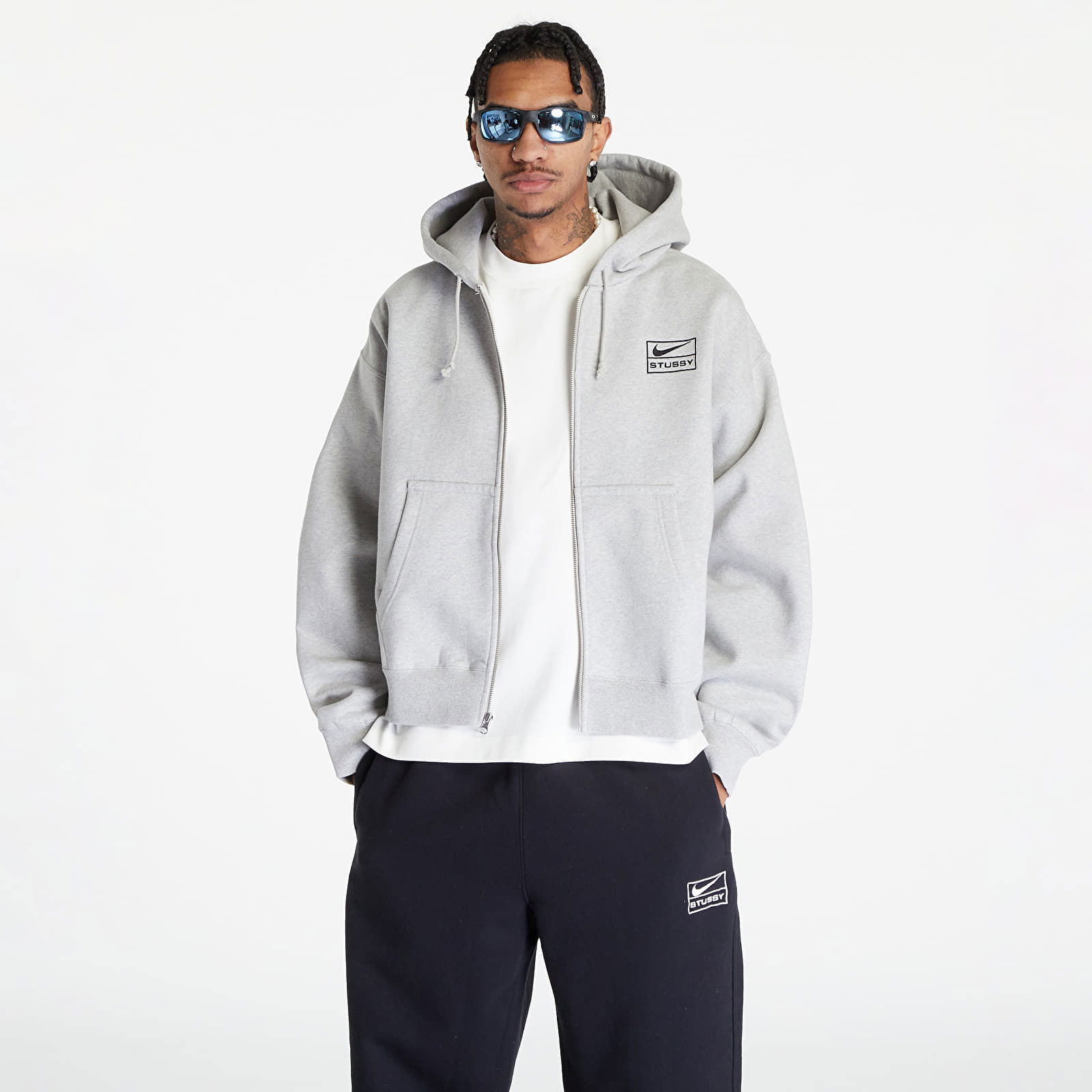Stüssy NRG x Full-Zip Fleece Hoodie Šedá