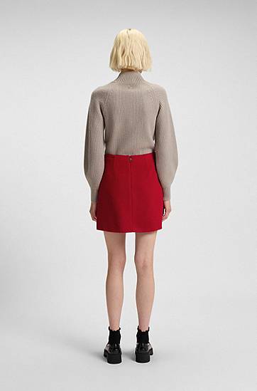 Sukňa BOSS A-line mini skirt with textured effect Červená | 50547637, 1
