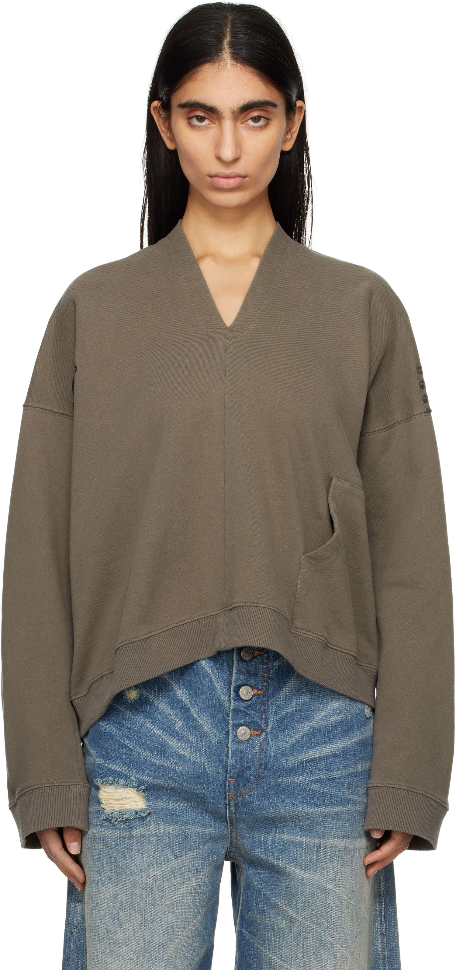 Sveter Maison Margiela MM6 Maison Margiela V-Neck Sweatshirt Hnedá | S52GU0239 M25014, 0