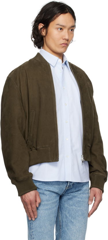 Bomber bunda AMI AMI Paris Zipped Suede Jacket Zelené | HJK152.LH0052, 1