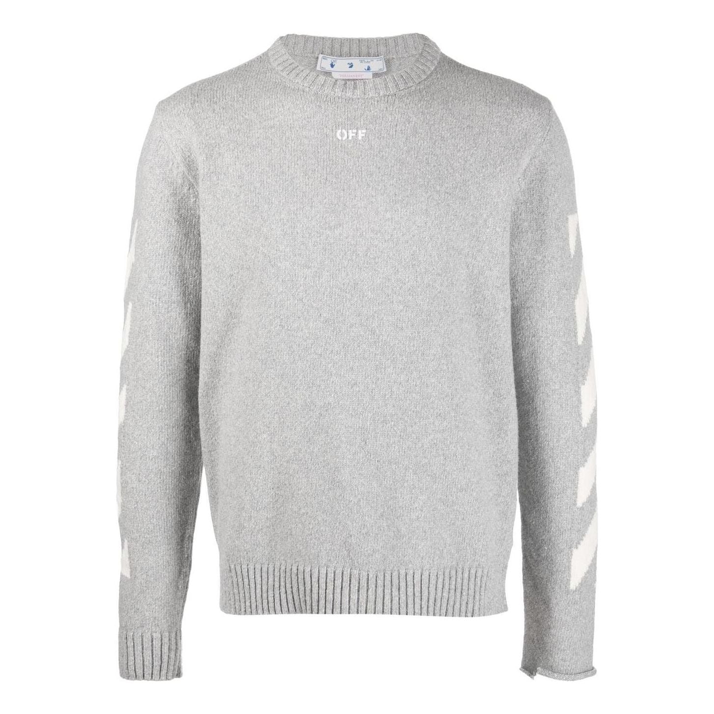 Sveter Off-White Off-White Arrow Round Neck Sweater Šedá | OMHE023C99KNI0010501, 0