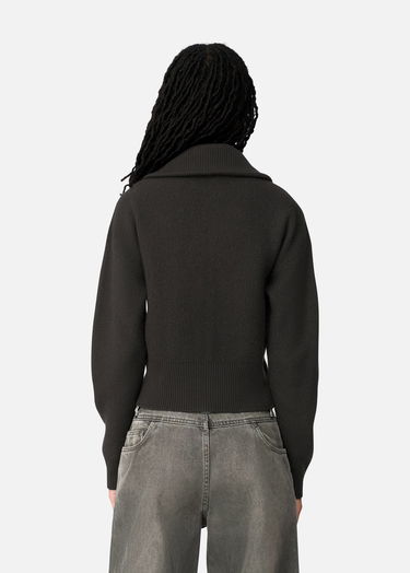 Sveter AXEL ARIGATO Verve Ribbed Collar Cropped Zip-Up Cardigan Čierna | A3703002, 3