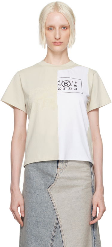 Tričko Maison Margiela MM6 Off-White Spliced Cropped T-Shirt Biela | S52GC0316 S24311, 0
