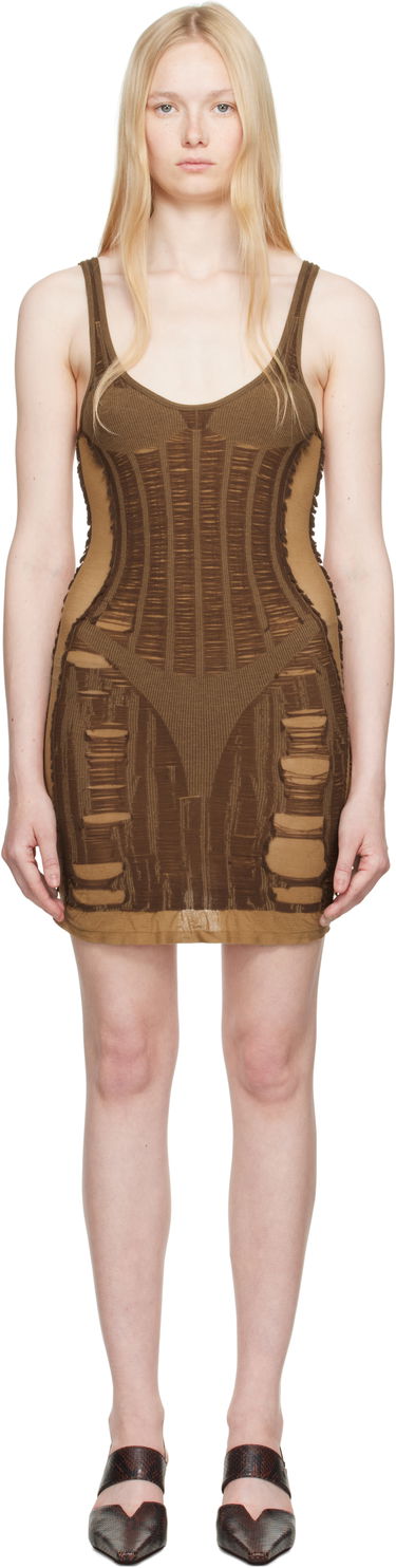 Šaty Diesel Diesel M-Calimera Distressed Mini Dress Hnedá | A19215 0BJBI, 0