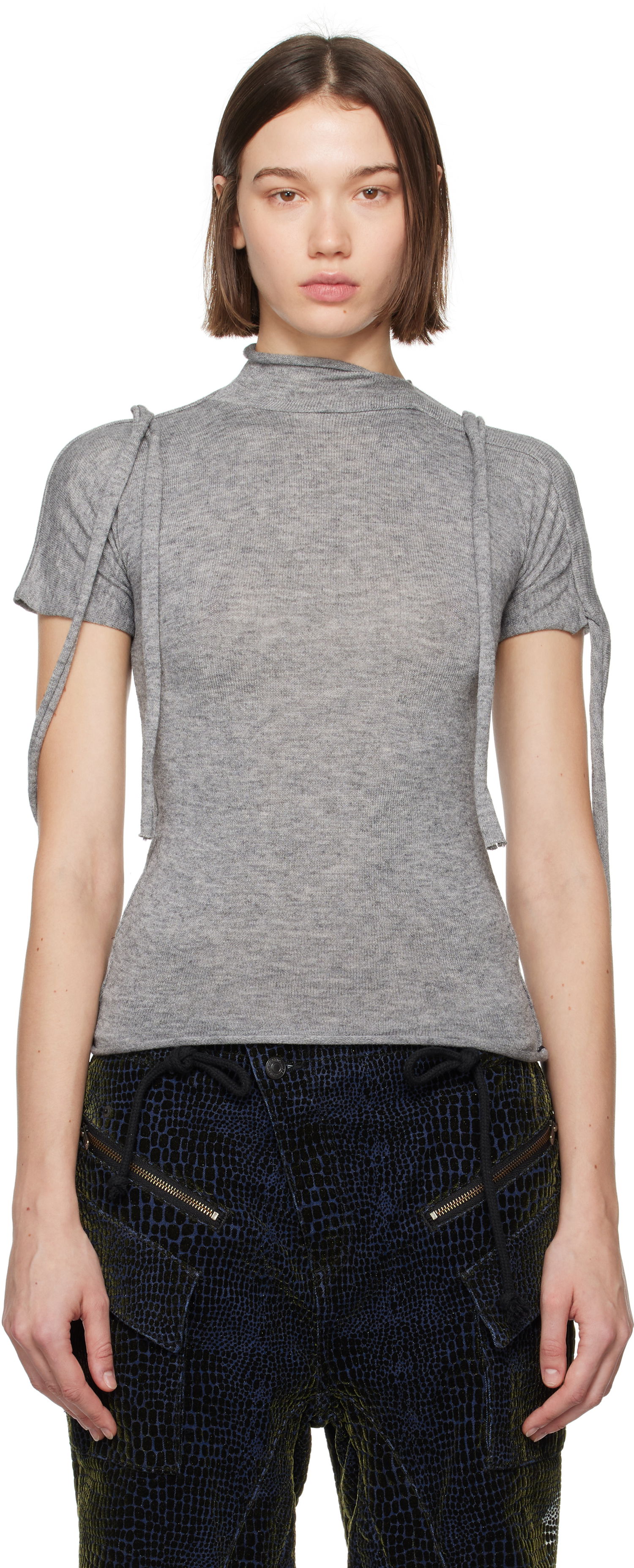 Tričko Ottolinger Ottolinger Strap Knit T-Shirt Šedá | 2204010311, 0