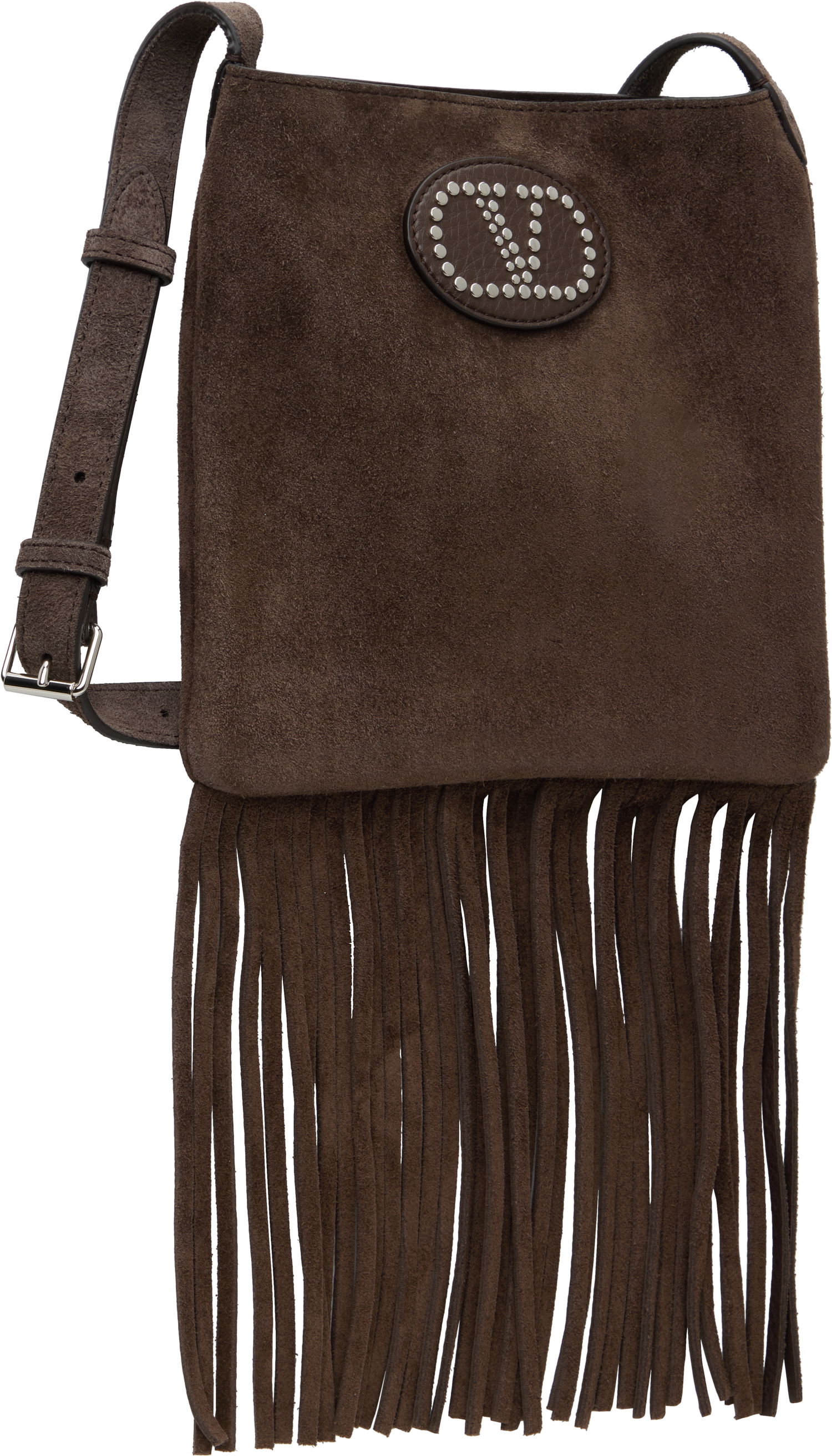 Taška cez rameno Valentino Valentino Garavani Nellcôte Suede Fringe Small Crossbody Bag Hnedá | 6W2B0R30TYW, 1