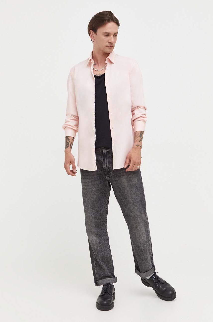 Košeľa BOSS Slim-fit Shirt with Doodle Motif Ružová | 50494500, 0