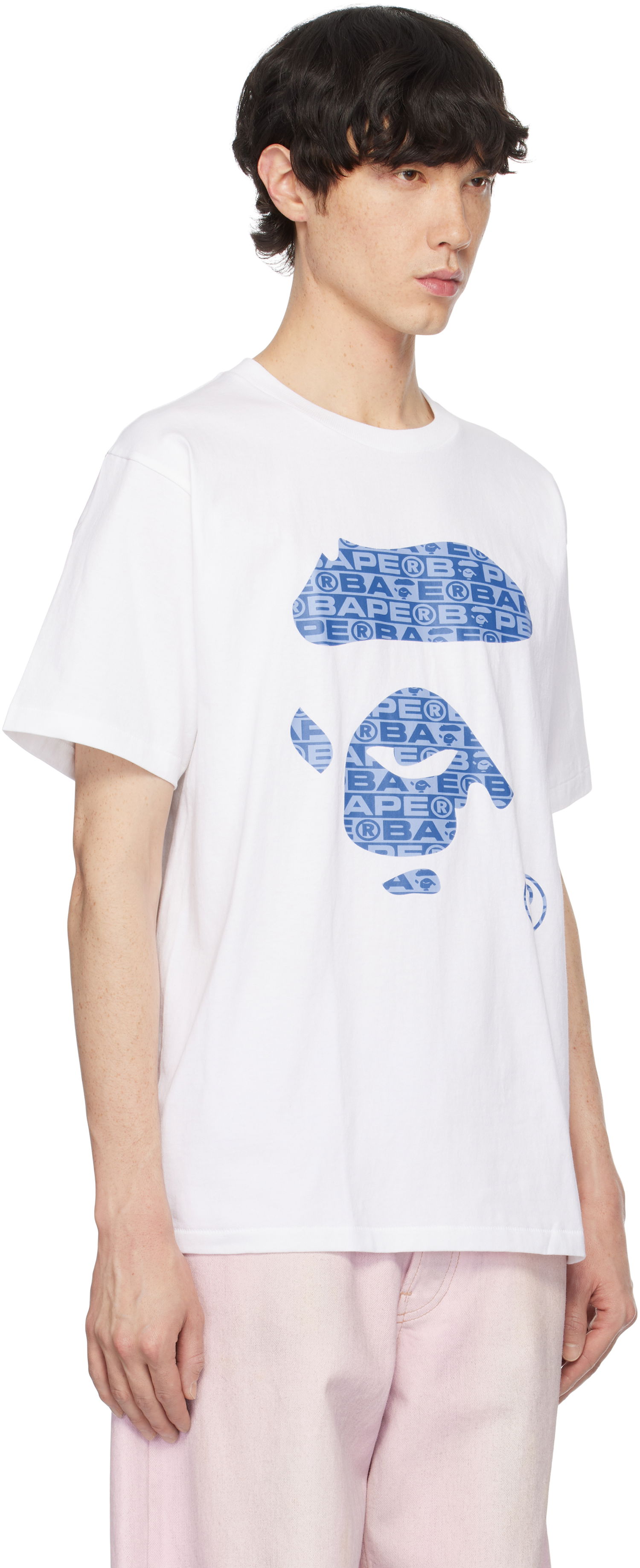 Tričko BAPE Lux Sport Pattern Ape Face T-Shirt Biela | 001TEK801049M, 1
