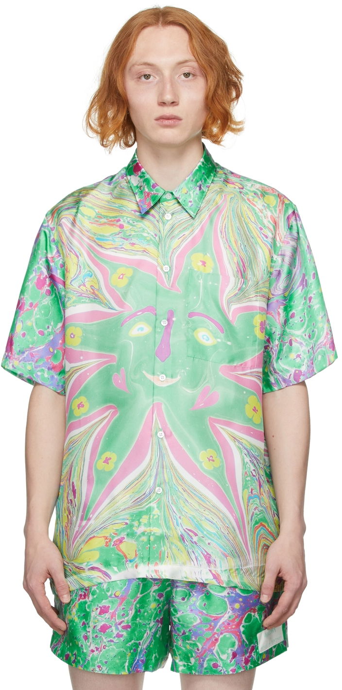 Košeľa Stella McCartney Stella McCartney Ricky Myfawnwy Edition Print Short Sleeve Shirt Zelené | 604051SSA65, 0