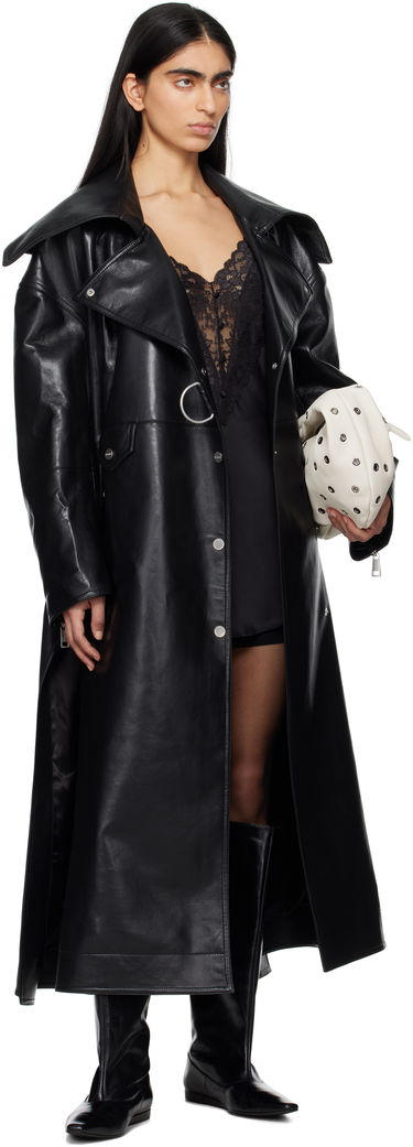 Trenčkot Nanushka Nanushka Teca Regenerated Leather Trench Coat Čierna | NW25RSOW14099, 4