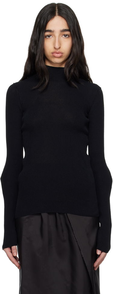 Sveter Maison Margiela MM6 Maison Margiela Elbow Patch Ribbed Turtleneck Top Čierna | S62HA0094 M13126, 0