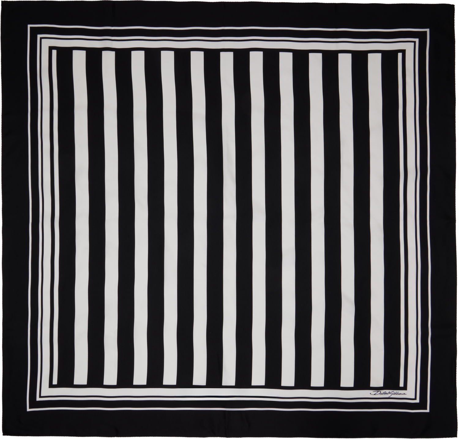 Šál Dolce & Gabbana Dolce&Gabbana Striped-Print Silk Twill Scarf Čierna | GQ260EG0WUE, 0