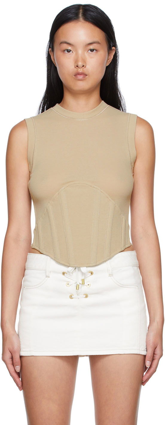 Tielko Dion Lee Cotton Fitted Tank Top Béžová | C3048S22, 0