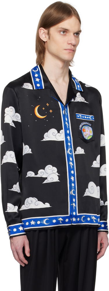 Košeľa Casablanca Casablanca Open Spread Collar Silk Shirt Čierna | U-MS25-SH-006-02, 1