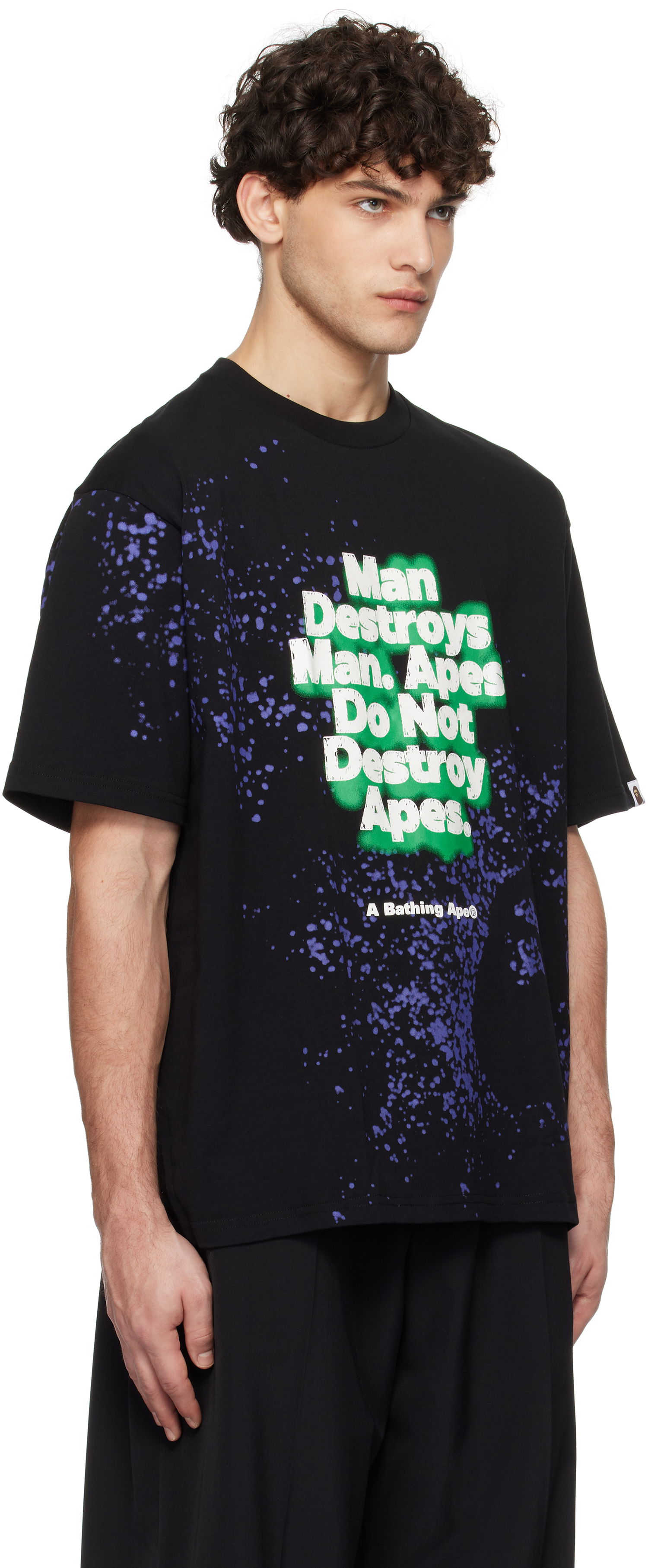 Tričko BAPE Spray Print Slogan T-Shirt Čierna | 001CSK801313M, 1