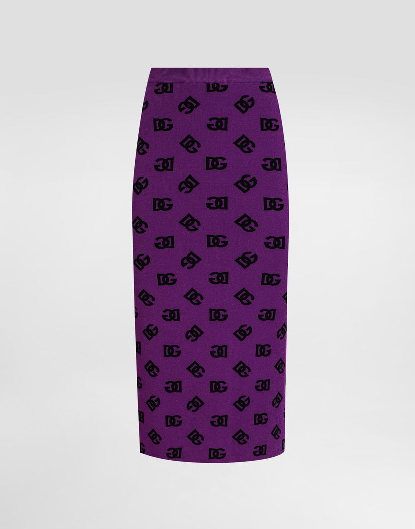 Sukňa Dolce & Gabbana Jacquard Pencil Skirt with DG Monogram and Slit Fialová | FXO25TJGMB3F1540