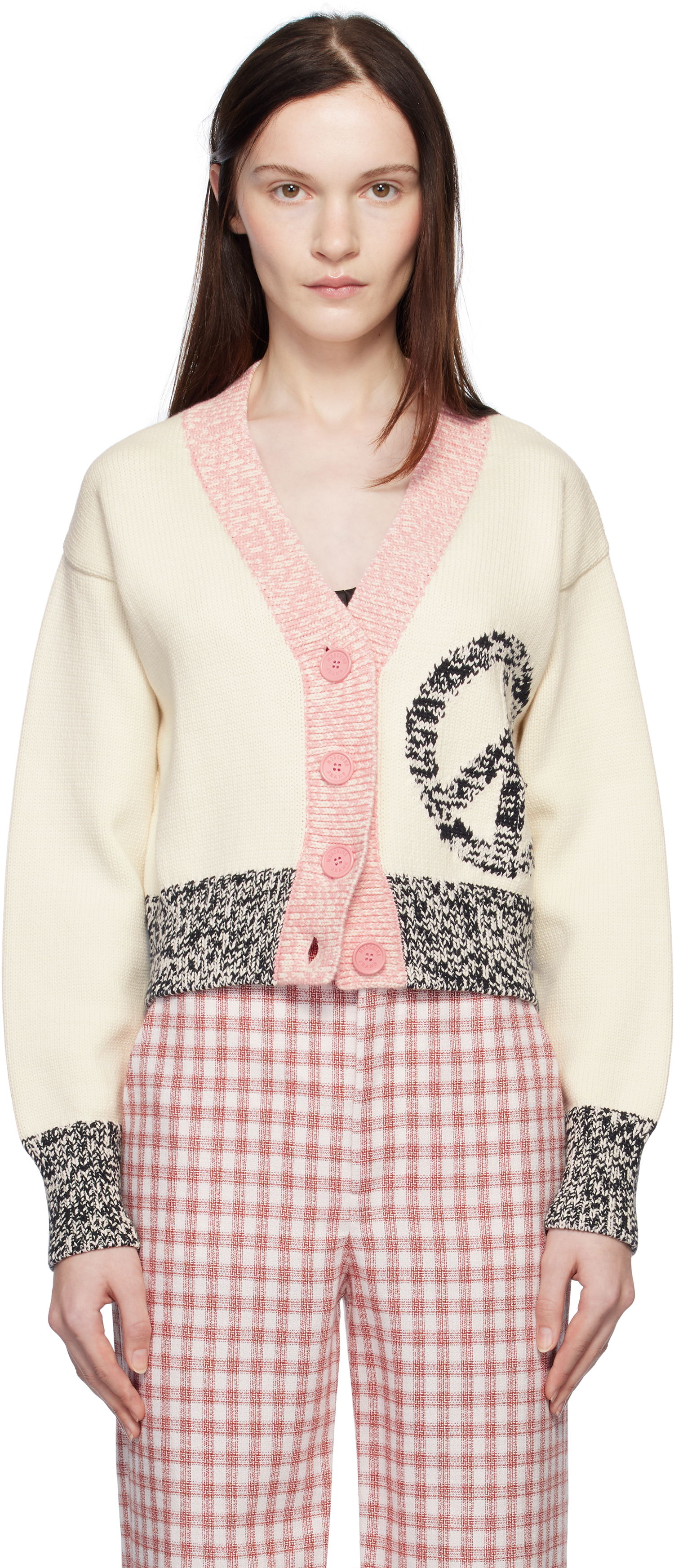 Sveter Moschino Urban Peace Sign Cardigan Béžová | 251K10918, 0