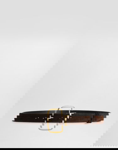 Opasok Dolce & Gabbana Dolce & Gabbana Split Calfskin Belt with Square Buckle Hnedá | BE1666AO16580081, 2