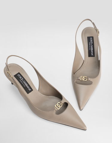 Doplnky Dolce & Gabbana Dolce & Gabbana Silk-Effect Nappa Leather Slingbacks Béžová | CG0796A19538I399, 3