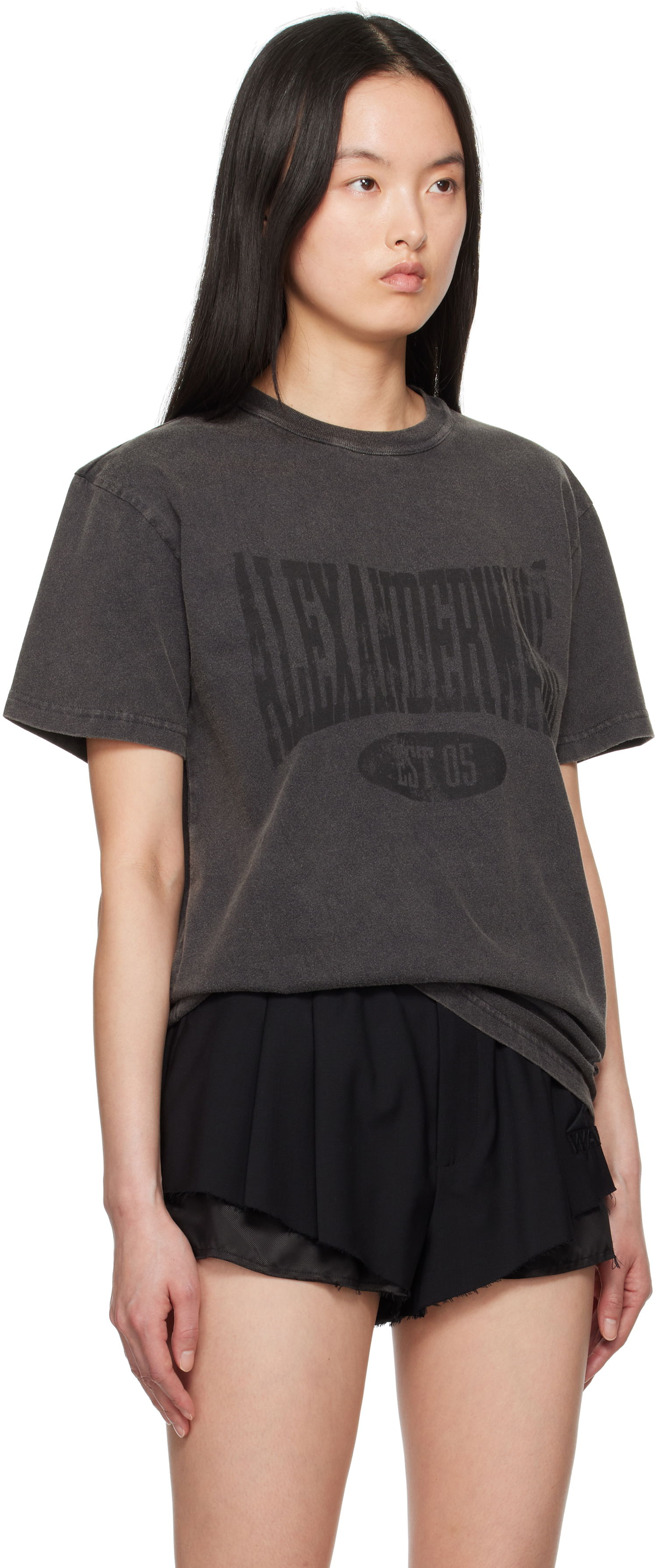 Tričko Alexander Wang Alexander Wang.t Distressed Logo T-Shirt Šedá | 4CC2251542, 1