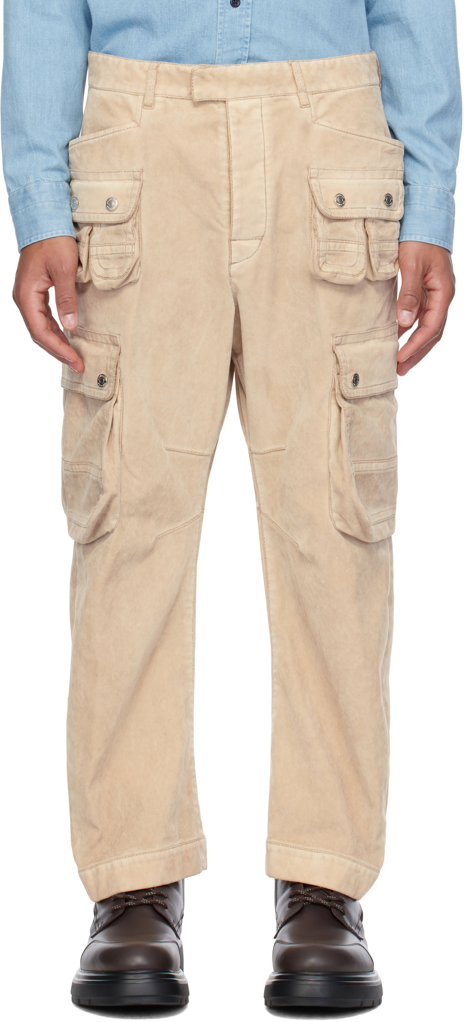 Cargo nohavice DSQUARED2 Grunge Denim Cargo Pants Béžová | S71KB0634_D35138, 0