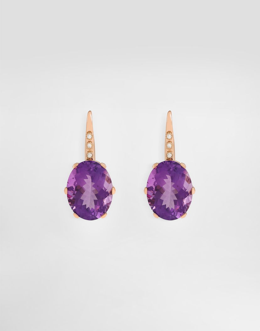Náušnice Dolce & Gabbana Anna Earrings In 18-carat Red Gold With Amethysts And Diamonds Onesize Fialová | WESB1GWAME18M307