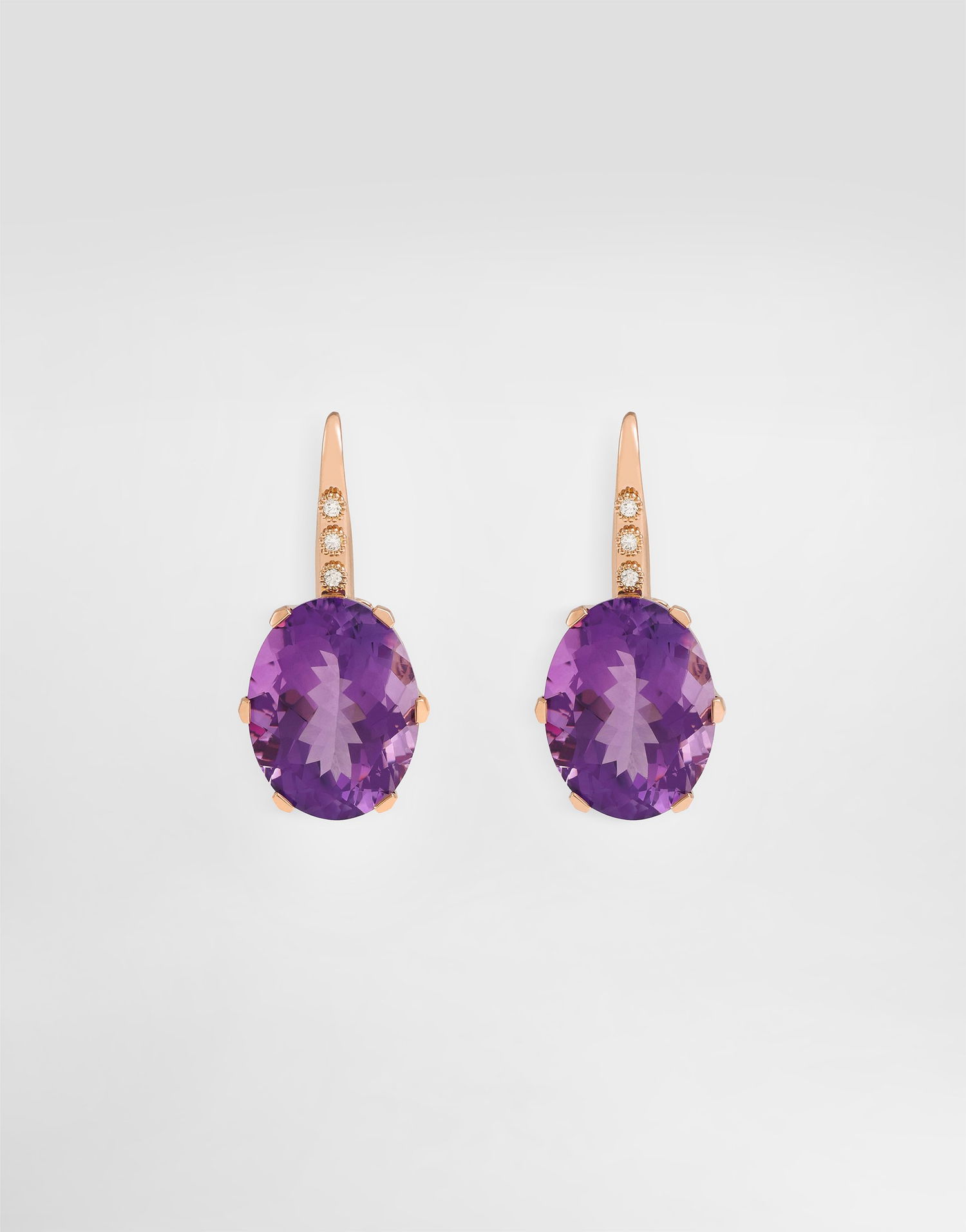 Náušnice Dolce & Gabbana Anna Earrings In 18-carat Red Gold With Amethysts And Diamonds Onesize Fialová | WESB1GWAME18M307, 0