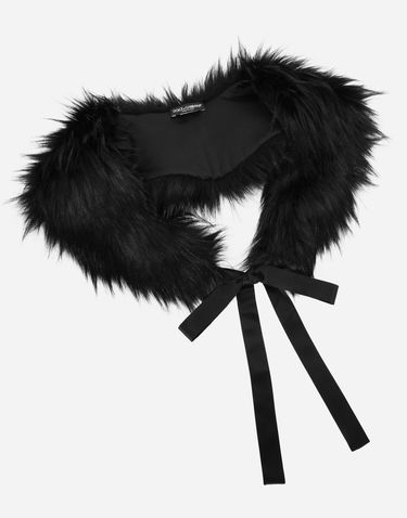 Šál Dolce & Gabbana Dolce & Gabbana Faux Fur Tie Collar Čierna | FS299AFUPXTN0000, 2