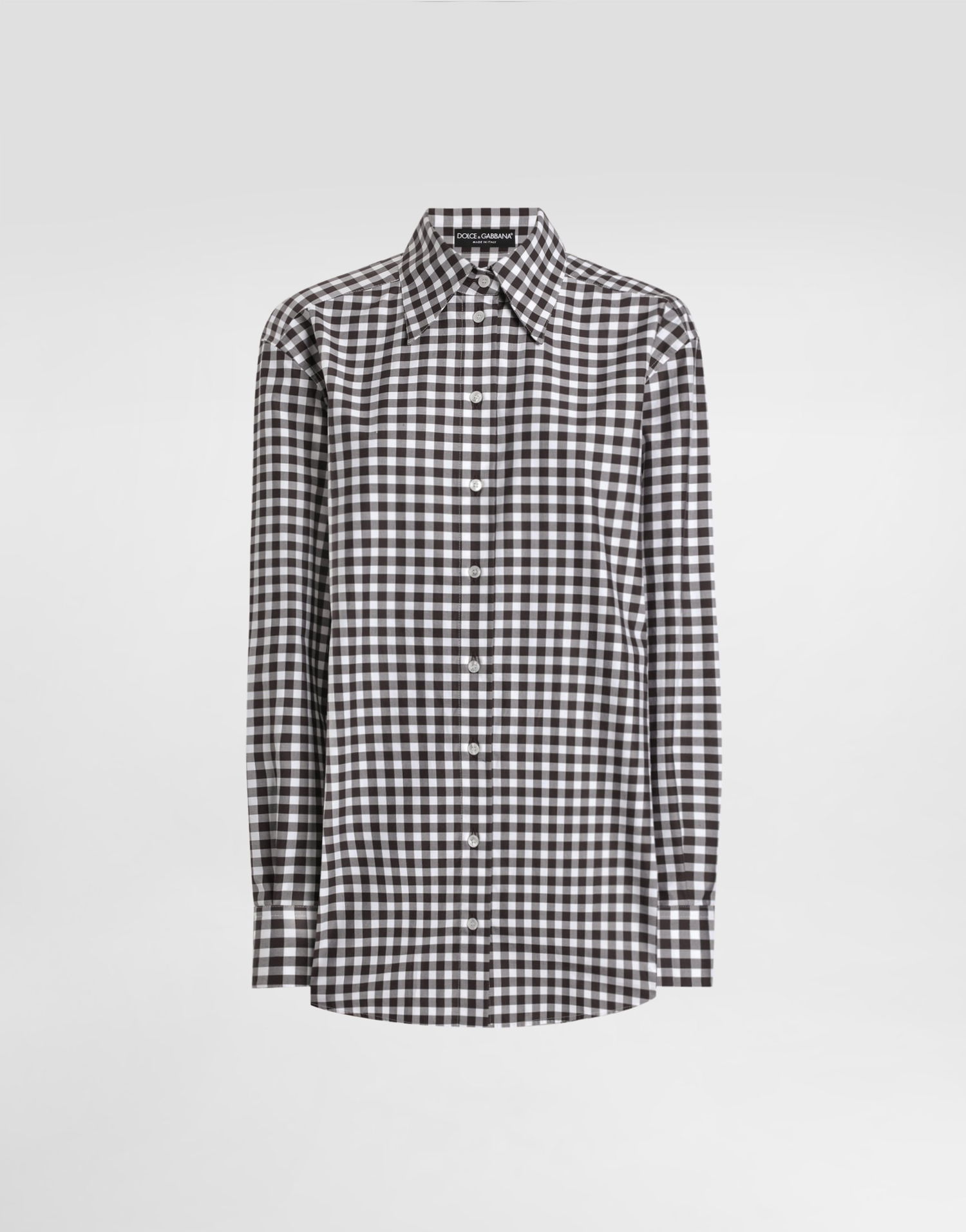 Košeľa Dolce & Gabbana Dolce & Gabbana Cotton Gingham Check Button-Down Shirt Hnedá | F5Q08TFQ5MYS8101, 0