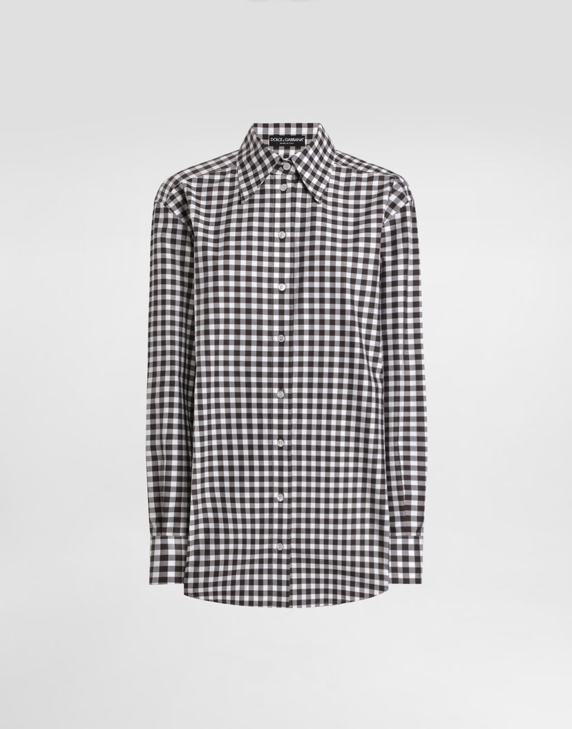 Košeľa Dolce & Gabbana Dolce & Gabbana Cotton Gingham Check Button-Down Shirt Hnedá | F5Q08TFQ5MYS8101