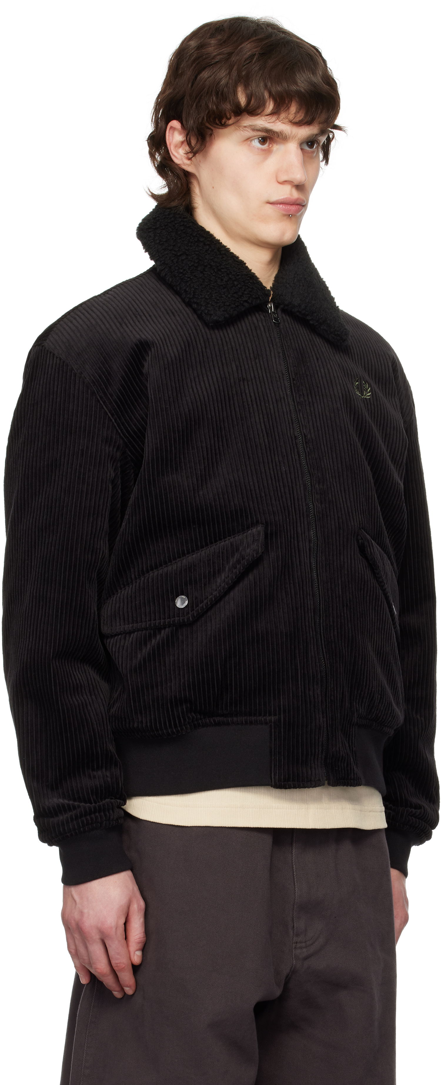 Bomber bunda Fred Perry Fred Perry Corduroy Bomber Jacket Čierna | J8567, 1