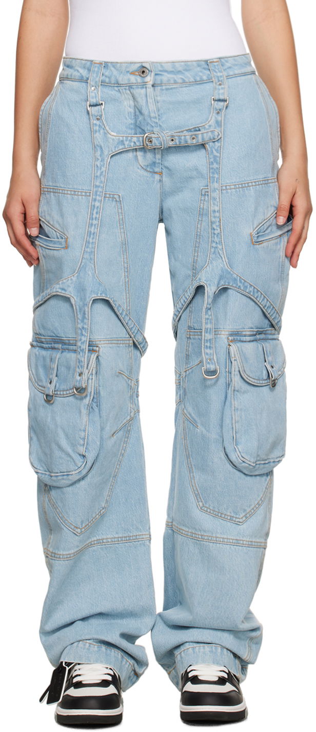 Džínsy Off-White Harness Jeans Modrá | OWYB017F23DEN0014000, 0