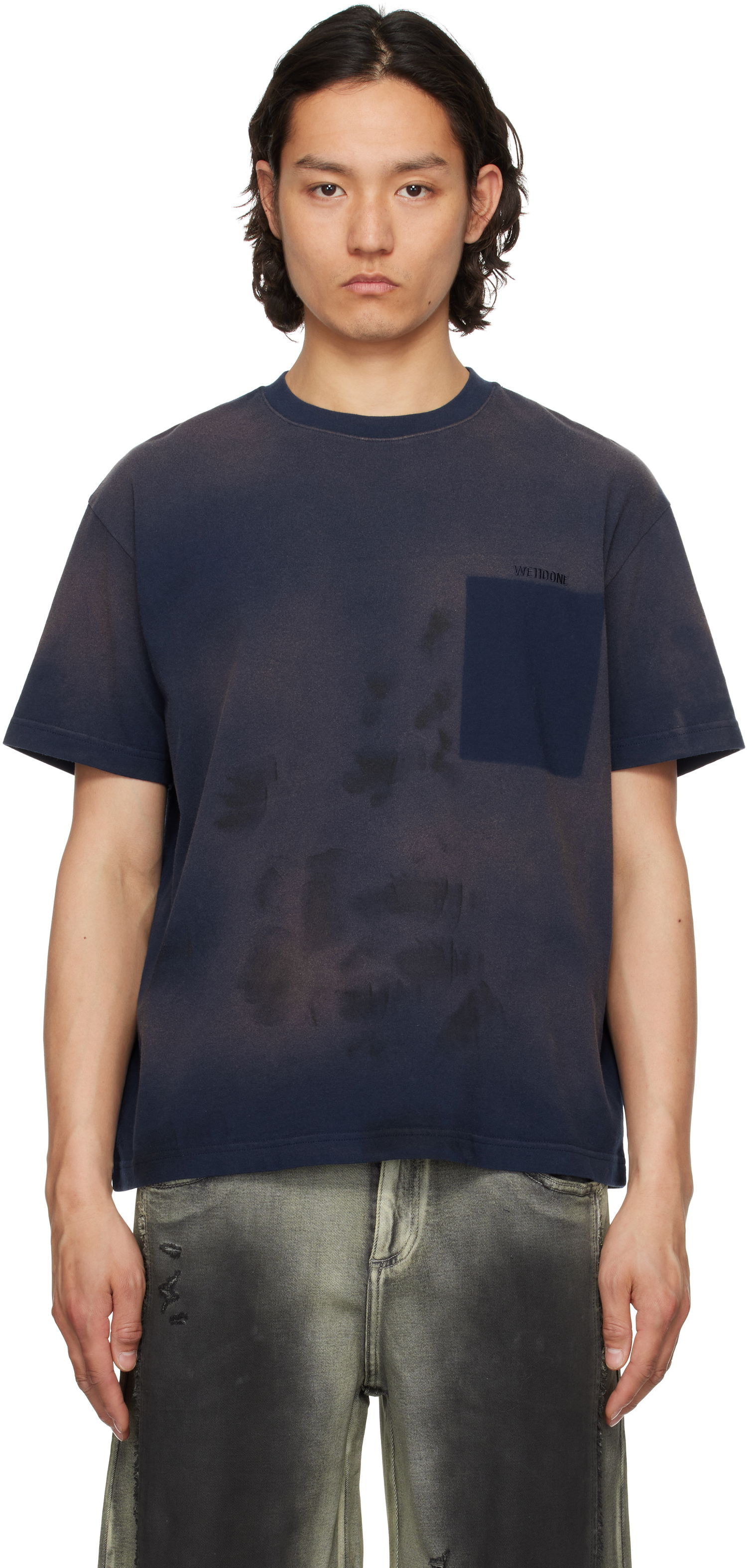 Tričko We11done We11done Embroidered Grunge T-Shirt Navy | WD-TT1-25-725-U-NV, 0