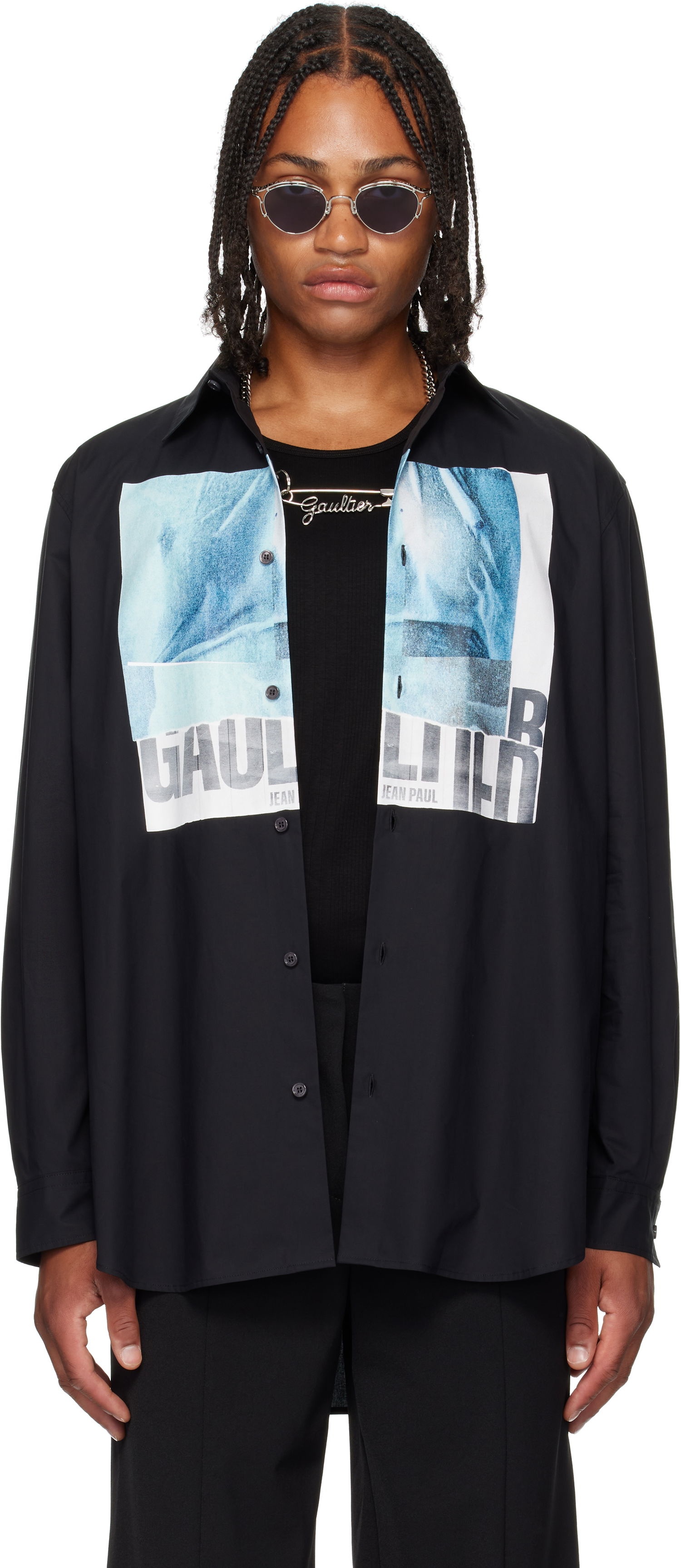 Košeľa Jean Paul Gaultier Jean Paul Gaultier Oversized 'Water' Shirt Čierna | 25/03-U-ST030-W014P-0055, 0