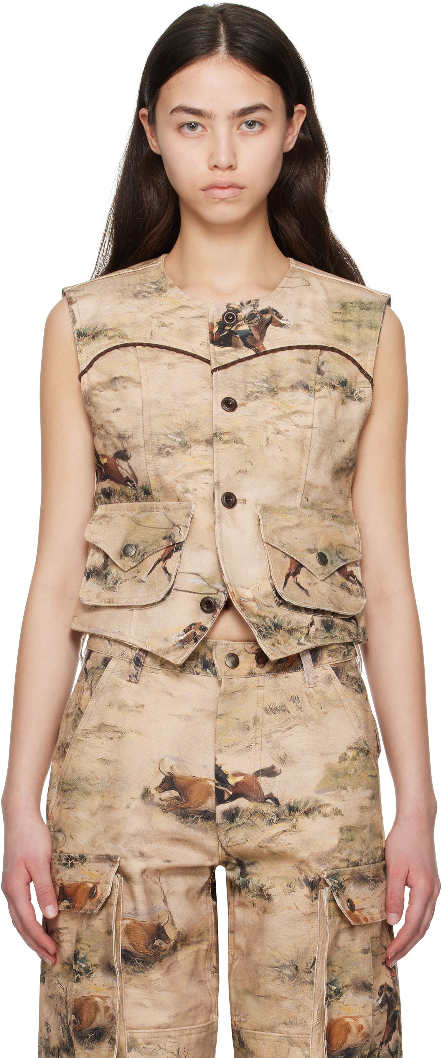 Vesta Andersson Bell Andersson Bell Cowboy Print Vest Béžová | awa697w, 0