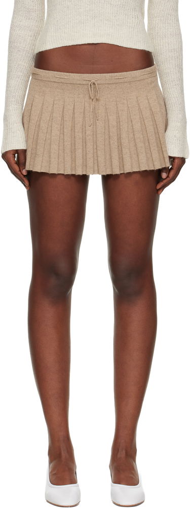 Sukňa GUIZIO Vivienne Pleated Knit Drawstring Miniskirt Béžová | H25309S061, 0