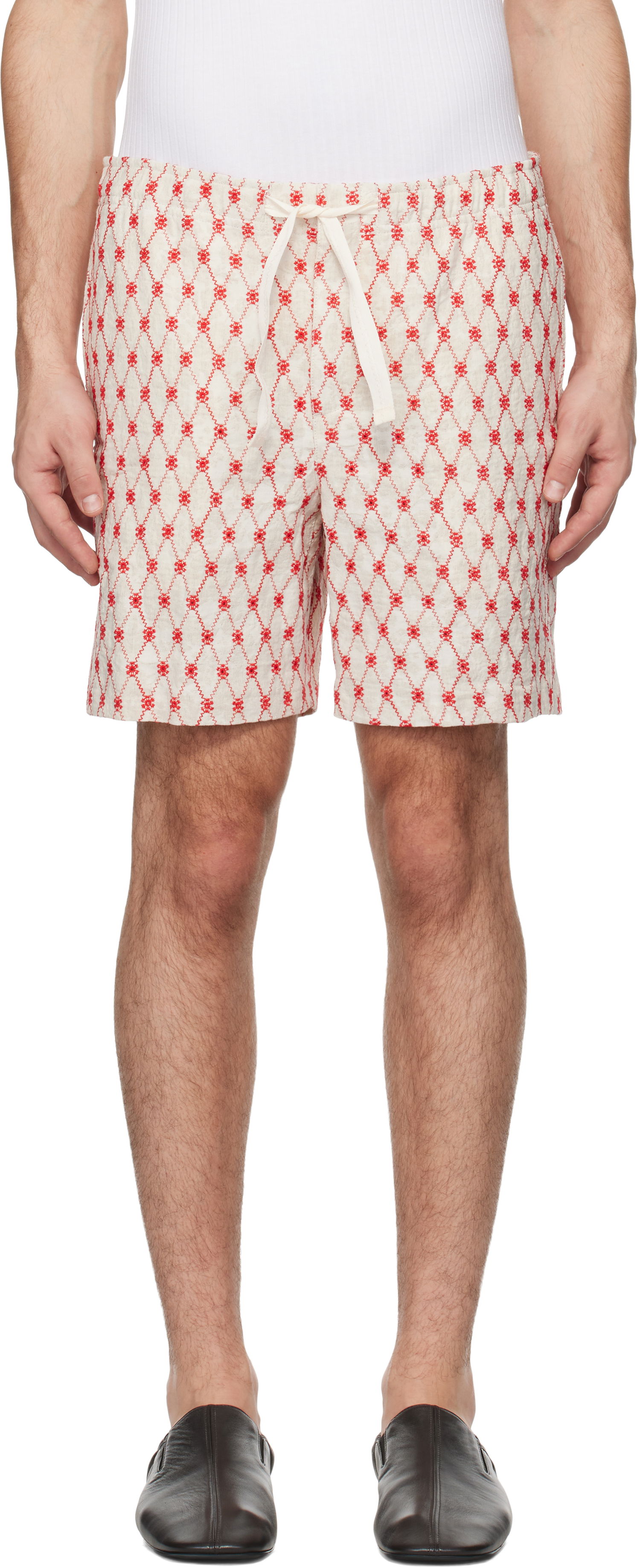 Šortky Orlebar Brown Orlebar Brown Alex Embroidered Drawstring Shorts Biela | 280061, 0