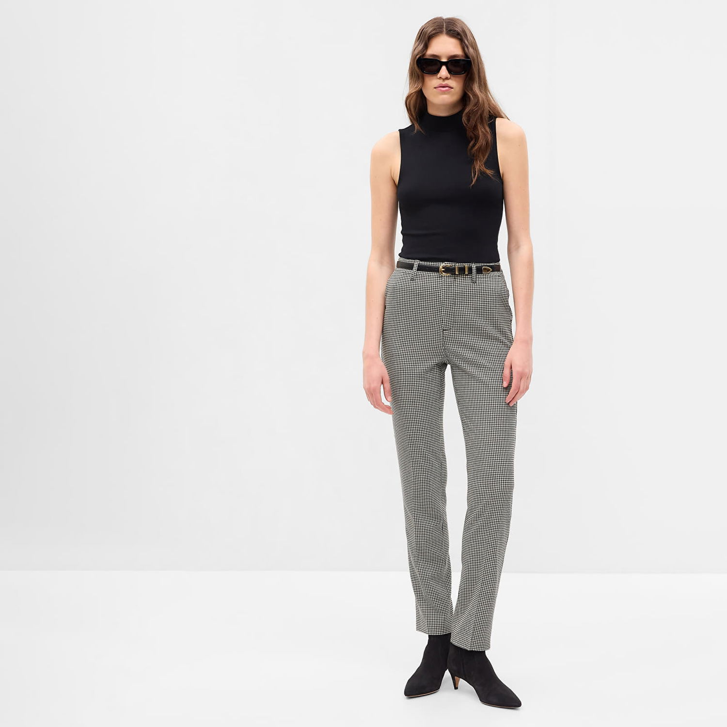 Nohavice GAP Pants Suiting Trousers Black White Plaid 6 Čierna | 758762-01, 0