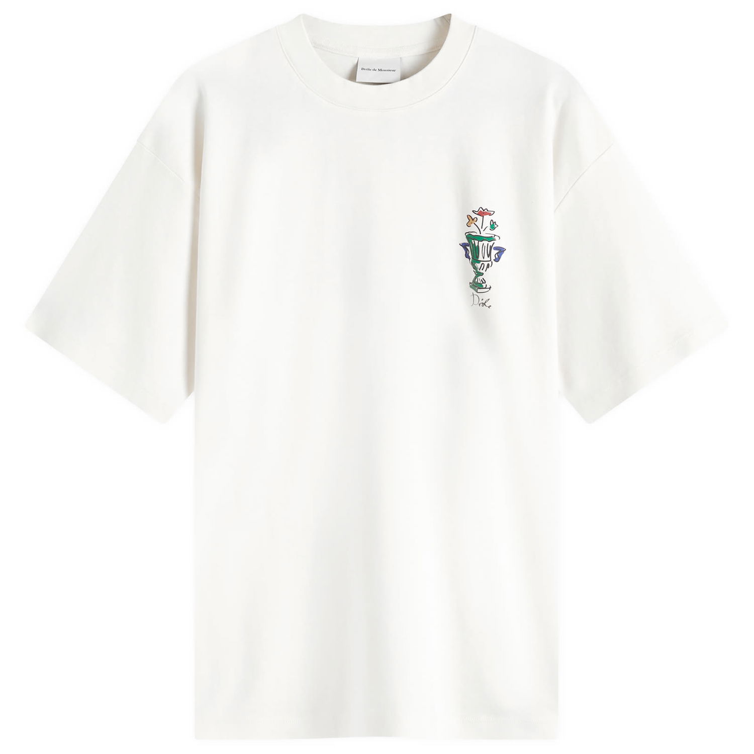 Tričko Drôle de Monsieur Vase Logo Cream T-Shirt - Size Large Biela | F-TS225-CO002-CM, 1