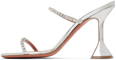 Doplnky Amina Muaddi Amina Muaddi Gilda Crystal-Embellished Heeled Sandals Metalická | GILDA SLIPPER CL MIRROR, 2