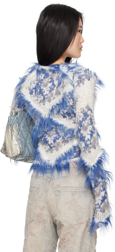 Sveter Diesel Faux Fur Trimmed Cropped Cardigan Modrá | A17256 0ABDM, 2